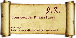 Joanovits Krisztián névjegykártya